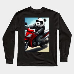 Motorcycle Panda Long Sleeve T-Shirt